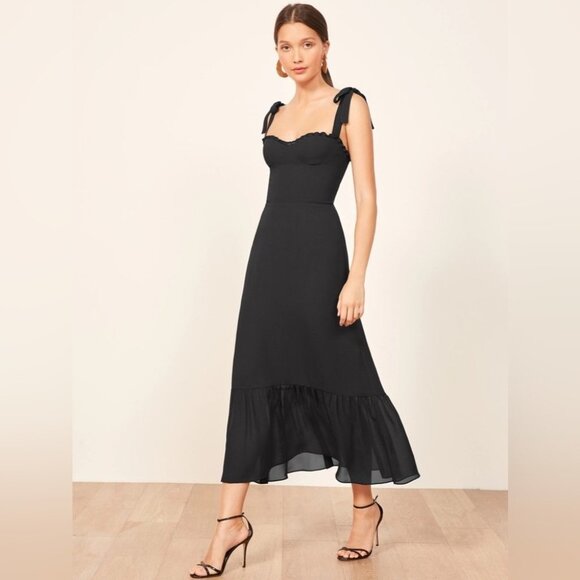 NEW Reformation Nikita Midi Dress in Black | size 4 - Picture 2 of 13